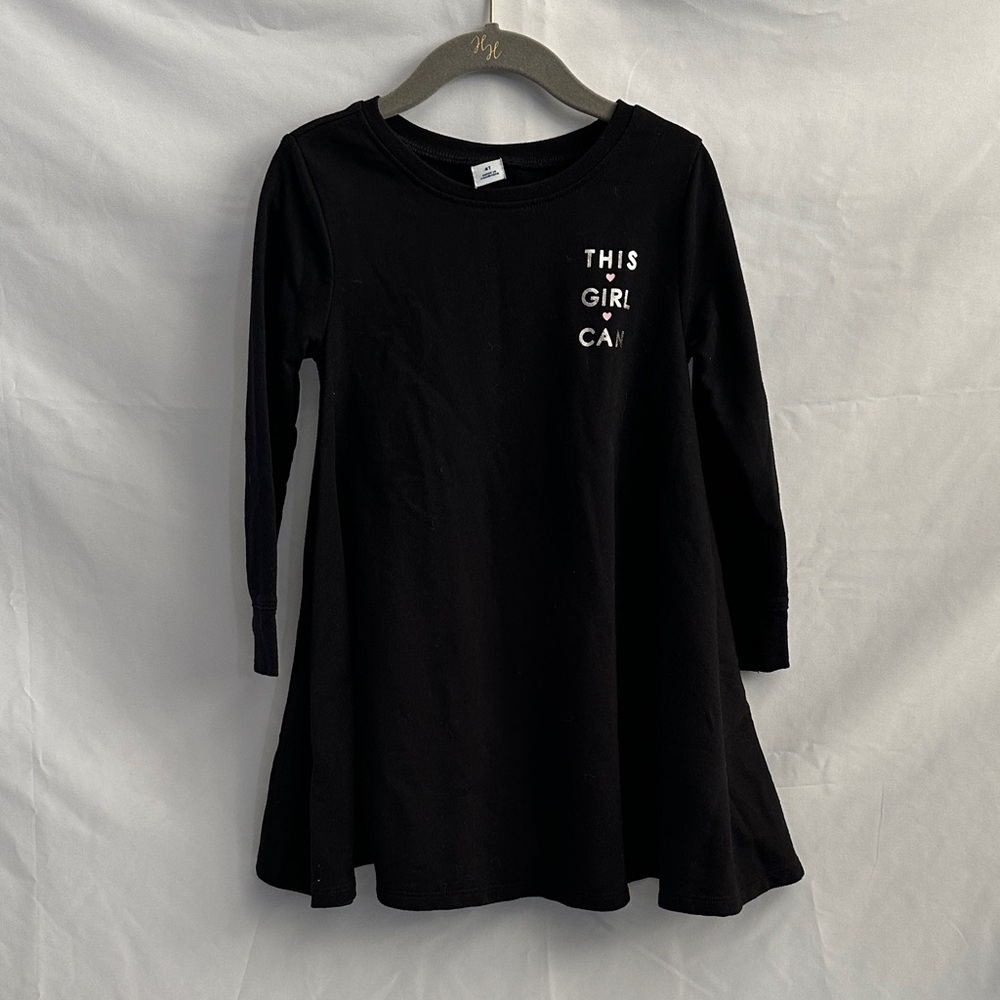 4T Black Long Sleeve Dress This Girl Can